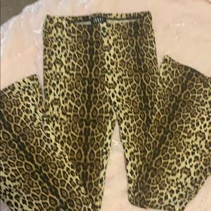 Leopard print flare pants